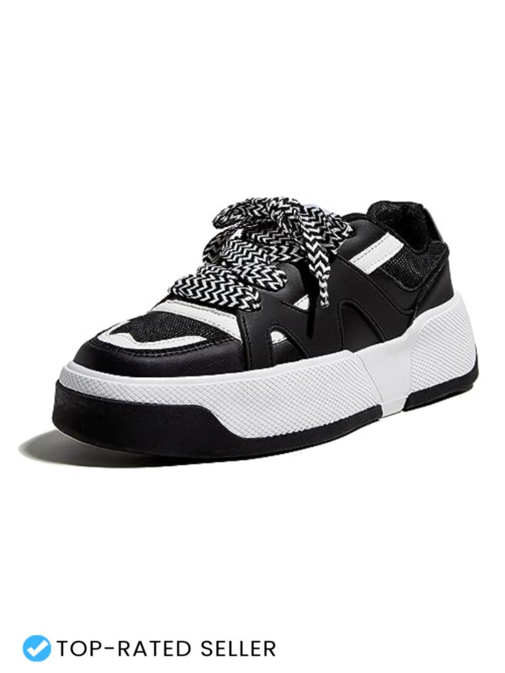 Platform Sneakers Thick Sole Lace Up Faux Leather Comfortable Walking Shoes